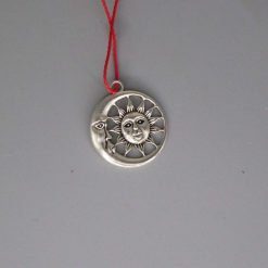 Boho red Corded Necklace moon sun necklace length 42cm pendant W25mm H29mm