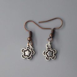 silver flower earrings length 9mm width 9mm