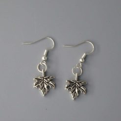 silver leaf earrings length 15mm width 13mm