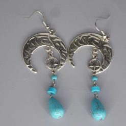 silver-toned crescent moon earrings length 84mm width 32mm