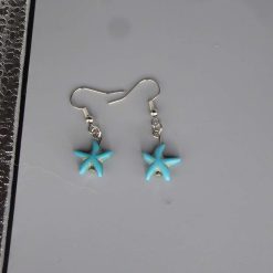 starfish earrings with turquoise-colored accents earrings length 15mm width 12mm
