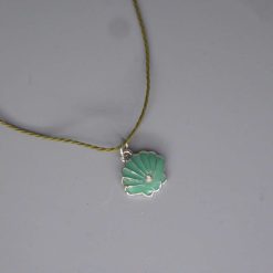 Share Boho green Corded Necklace shell Charm necklace length 42cm pendant W13mmx L14mm