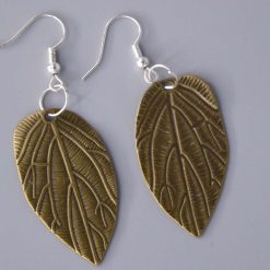 bronze ash leaf earrings length 2.5cm width 21mm