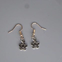 silver flower earrings length 9mm width 9mm