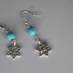 Celestial Dangle with Turquoise Colored Bead earrings length 37mm width 12mm