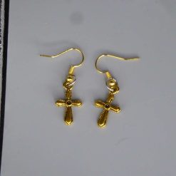 gold plated cross earrings length 19mm width 12mm