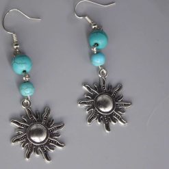 Celestial Dangle with Turquoise Colored Bead earrings length 64mm width 24m