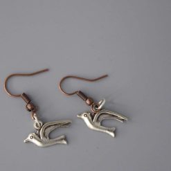 silver bird earrings length 9mm width 16mm