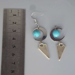 Celestial Dangle with Turquoise Colored Bead earrings length 42mm width 18mm 1 Celestial Dangle with Turquoise Colored Bead earrings length 42mm width 18mm 1