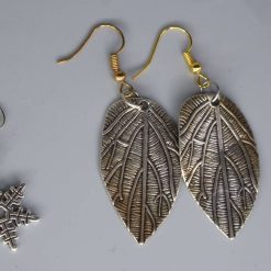 silver ash leaf earrings length 2.5cm width 21mm