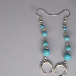 Celestial Dangle with Turquoise Colored Bead earrings length 53mm width 15mm