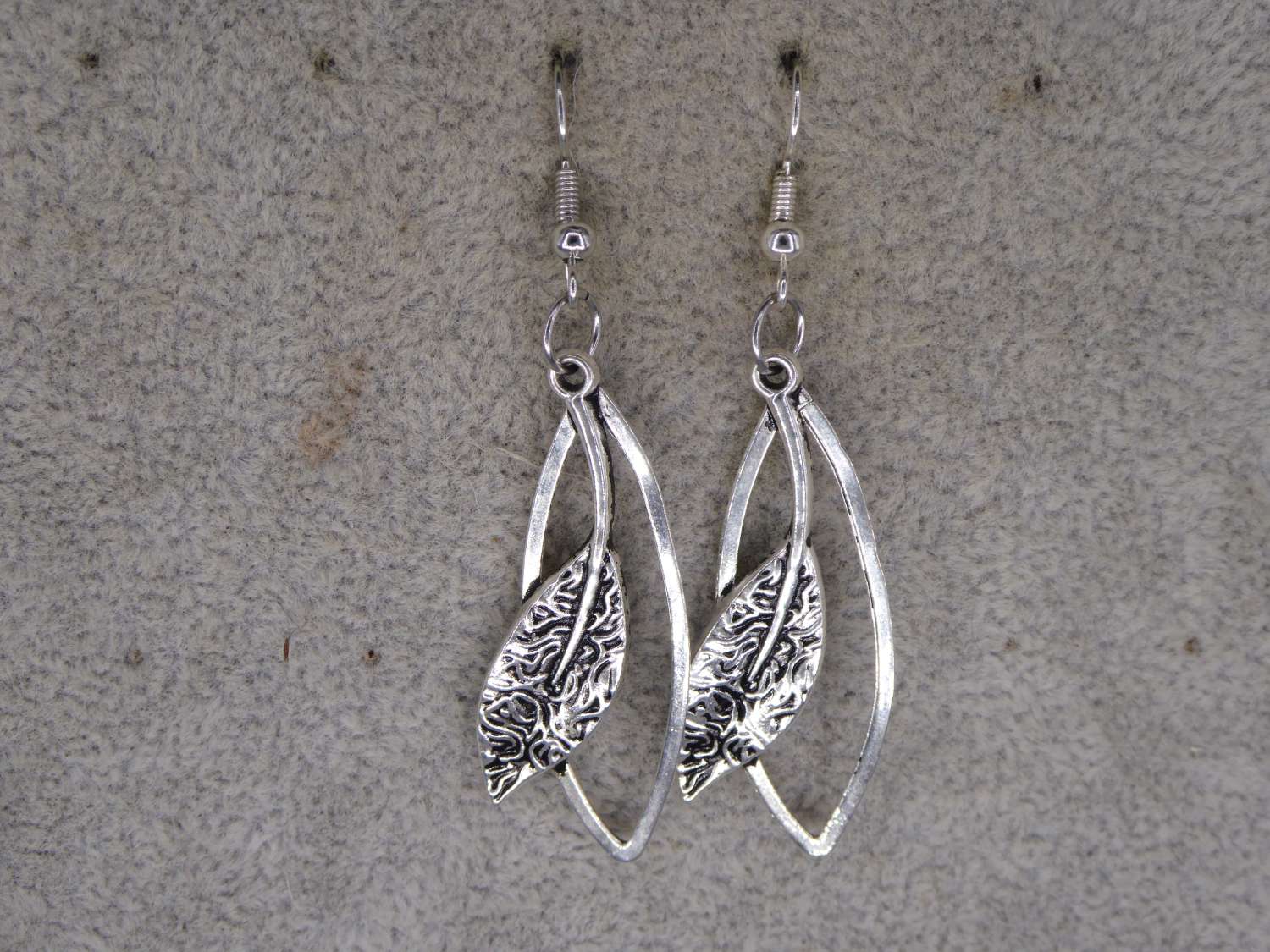 silver leaf earrings length 38mm width 15mm silver leaf earrings length 38mm width 15mm