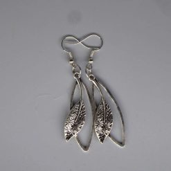 silver leaf earrings length 38mm width 15mm