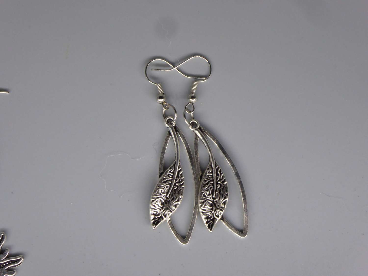 silver leaf earrings length 38mm width 15mm silver leaf earrings length 38mm width 15mm