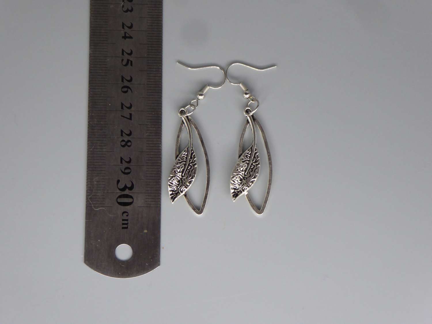silver leaf earrings length 38mm width 15mm silver leaf earrings length 38mm width 15mm