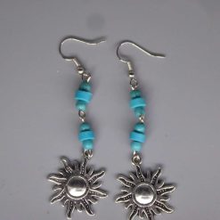 Celestial Dangle with Turquoise Colored Bead earrings length 74mm width 24mm