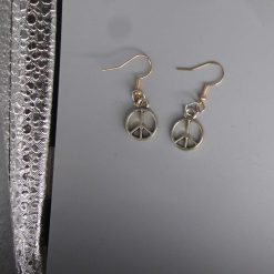 silver peace sign earrings length 12mm width 12mm