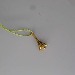 Boho green Corded eiffel tower charm necklace length 42cm pendant W7mmx L23mm