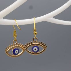 gold-toned evil eye earring dangle earrings length 16mm width 20mm