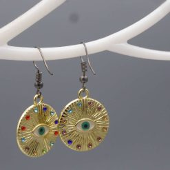 gold-toned evil eye earring dangle earrings length 20mm width 20mm