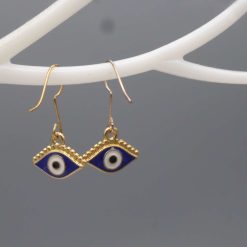 gold-toned evil eye earring dangle earrings length 12mm width 14mm