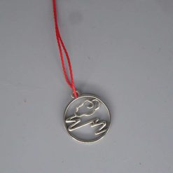 Minimalist Mountain & Cloud Pendant Necklace — Red Cord length 42cm pendant 22mm