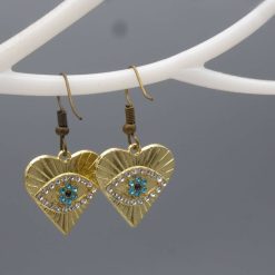 gold-toned evil eye earring dangle earrings length 20mm width 19mm