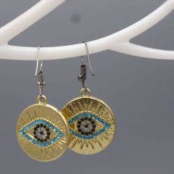 gold-toned evil eye earring dangle earrings length 21mm width 21mm