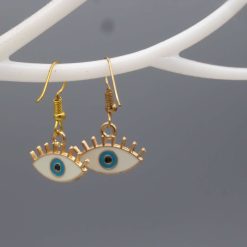gold-toned evil eye earring dangle earrings length 13mm width 18mm