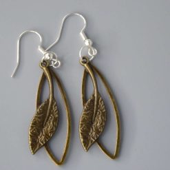 bronze leaf earrings length 38mm width 15mm