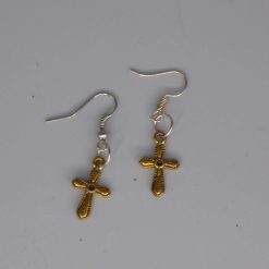 gold cross earring dangle earrings length 18mm width 10mm