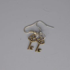 gold key earring dangle earrings length 8mm width 17mm