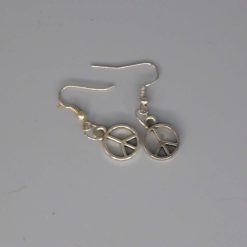 silver peace sign earring dangle earrings length 12mm width 12mm