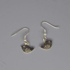 silver plated alloy bird dangle earrings length 12mm width 15mm