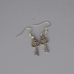 silver plated key dangle earrings length 22mm width 9mm