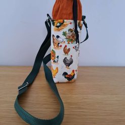 CHICKENS PRINT water bottle carrier/holder + FREE BOTTLE