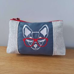 CHIHUAHUA in Glasses Embroidered Large cosmetic bag pouch