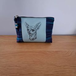 CHIHUAHUA in Glasses Embroidered Large cosmetic bag pouch
