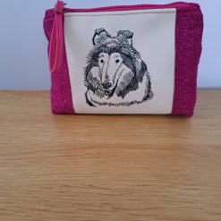 COLLIE embroidered Small cosmetic bag pouch Dog Lover
