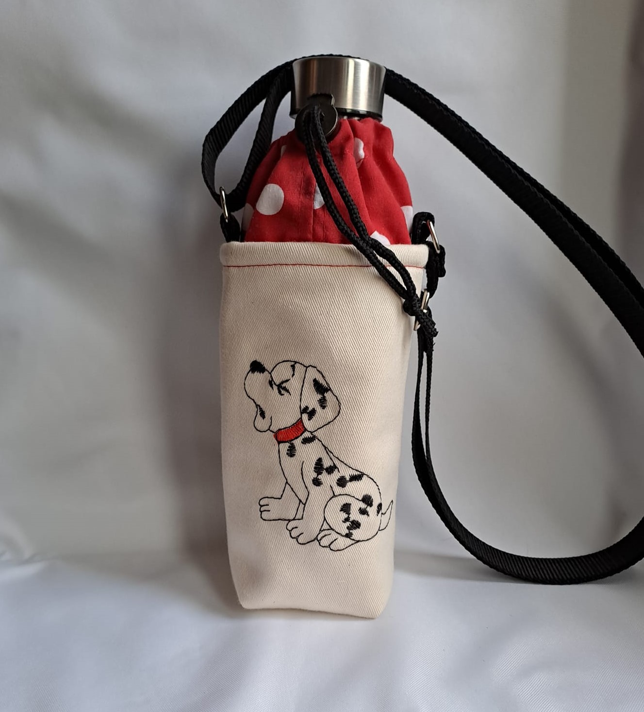DALMATION HOWLING Embroidered water bottle carrier/holder + FREE BOTTLE DALMATION HOWLING Embroidered water bottle carrier/holder + FREE BOTTLE