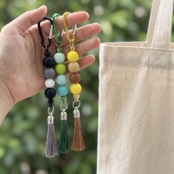 Personalised keepsake beaded carabiner keychain, handmade keyring, gifts for her/him, bag charm clip. 2 keychain deal