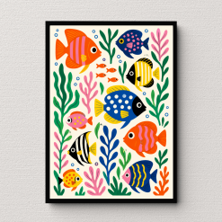 Folk Art Fish Wall Art Poster Print