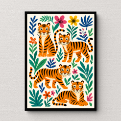 Folk Art Tiger Wall Art Poster Print