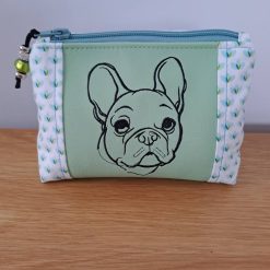 FRENCH BULLDOG embroidered Small cosmetic bag pouch Dog Lover