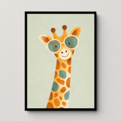 Giraffe Glasses Wall Art Poster Print