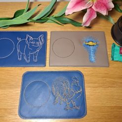 ANIMALS Large Drinks Coaster, Mug rug - Zebra, Tiger, Rooster, Pig, Ostrich