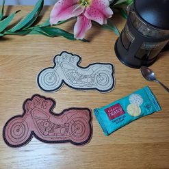 MOTORBIKE SHAPED Large Drinks Coaster, Mug rug