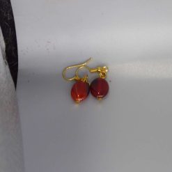 gold-plated carnelian drop earrings. length 18mm width 9mm