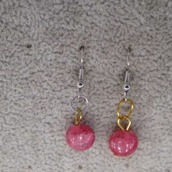 Pink Rhodochrosite Gemstone Flat Beads Earrings length 14mm width 10mm 2 Pink Rhodochrosite Gemstone Flat Beads Earrings length 14mm width 10mm 2