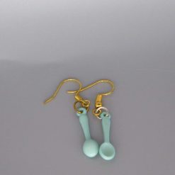 miniature green/teal spoon novelty earrings length 24mm width 6mm